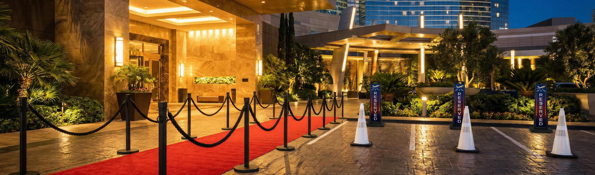 VIP Parking Equipment VIP parking stanchions and rope setup