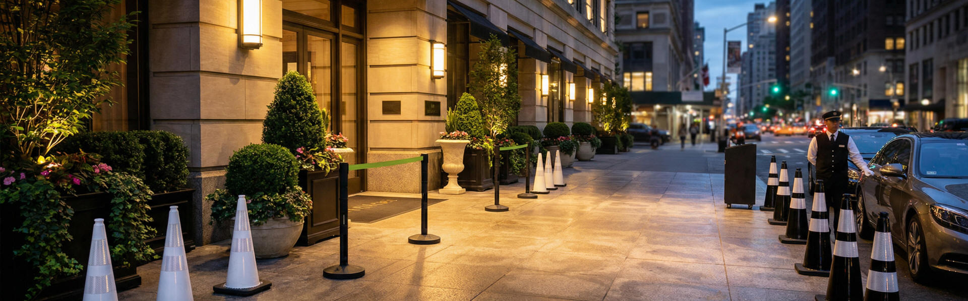 Professional Black and White Safety Cones Professional Black and White Reflective Safety Cones for Valet Parking